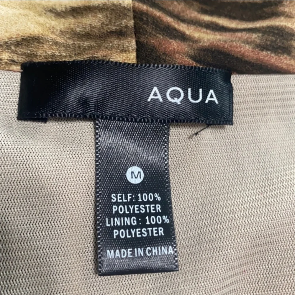 AQUA Sleeveless Animal Print Brown Belted Dress women Size M - Picture 3 of 10